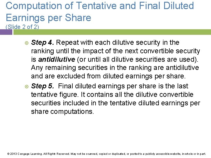 Computation of Tentative and Final Diluted Earnings per Share (Slide 2 of 2) Step