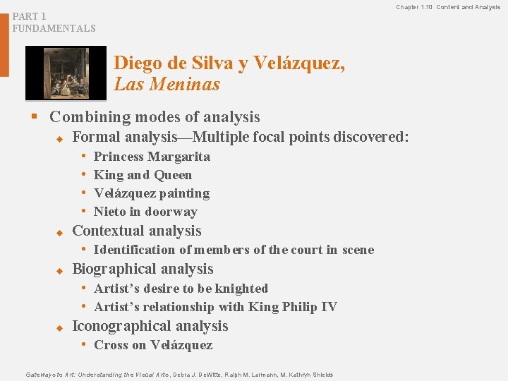 Chapter 1. 10 Content and Analysis PART 1 FUNDAMENTALS Diego de Silva y Velázquez,