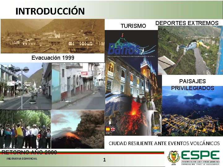 INTRODUCCIÓN TURISMO DEPORTES EXTREMOS Evacuación 1999 PAISAJES PRIVILEGIADOS CIUDAD RESILIENTE ANTE EVENTOS VOLCÁNICOS RETORNO