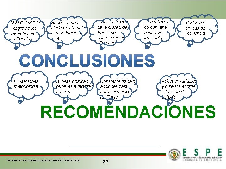 M. M. C Análisis integro de las variables de resiliencia Limitaciones metodología Baños es