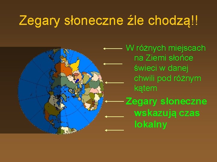 Zegary słoneczne źle chodzą!! W różnych miejscach na Ziemi słońce świeci w danej chwili