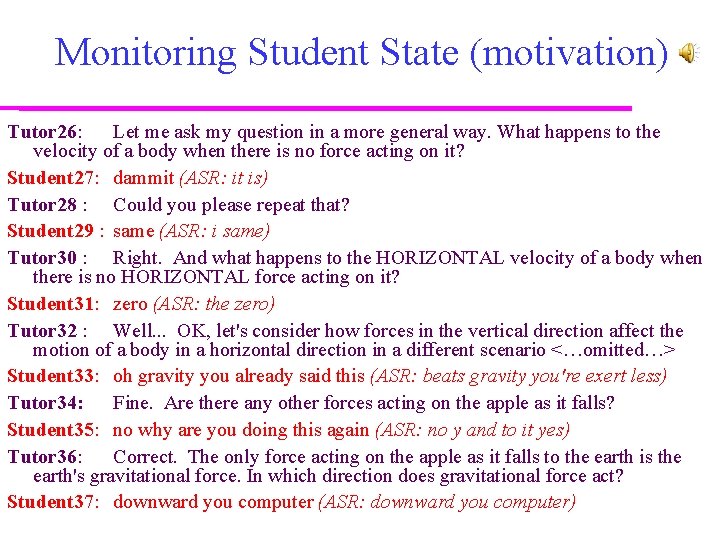 Monitoring Student State (motivation) Tutor 26: Let me ask my question in a more Monitoring Student State (motivation) Tutor 26: Let me ask my question in a more