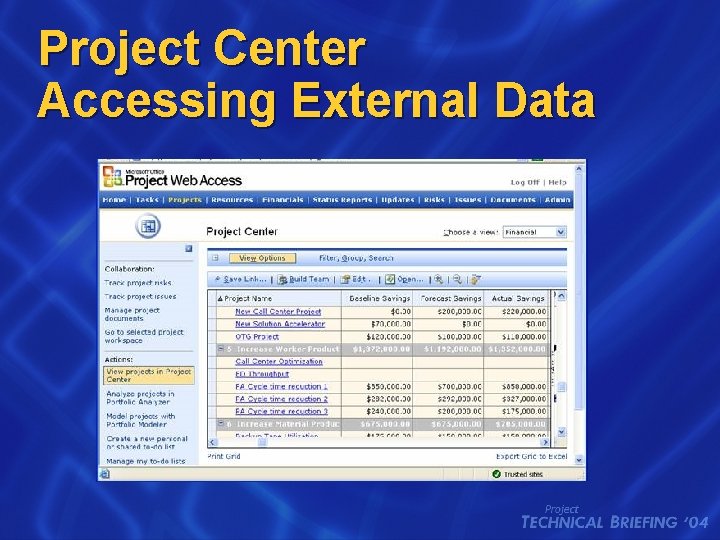 Project Center Accessing External Data 