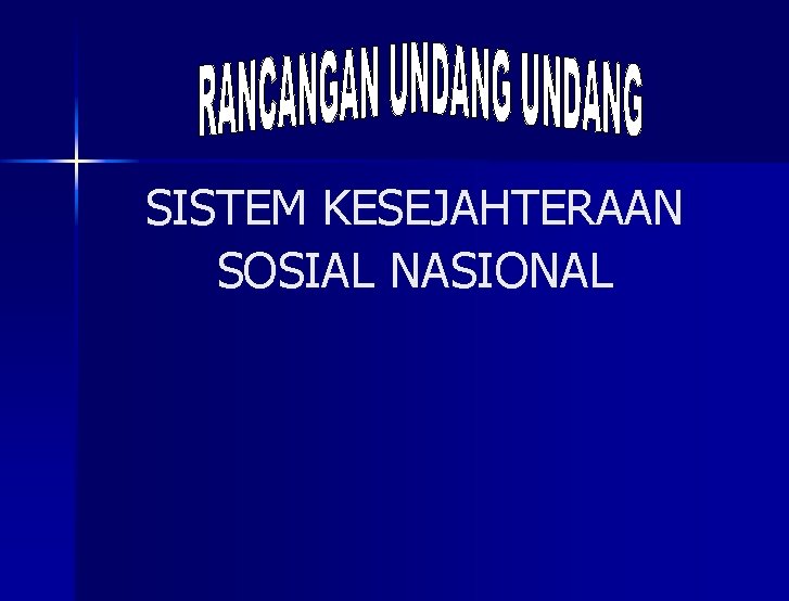 SISTEM KESEJAHTERAAN SOSIAL NASIONAL 