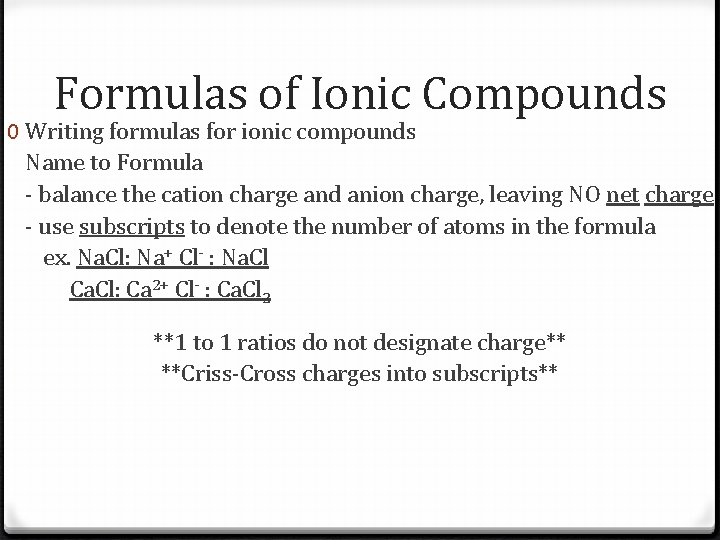 Formulas of Ionic Compounds 0 Writing formulas for ionic compounds Name to Formula - Formulas of Ionic Compounds 0 Writing formulas for ionic compounds Name to Formula -
