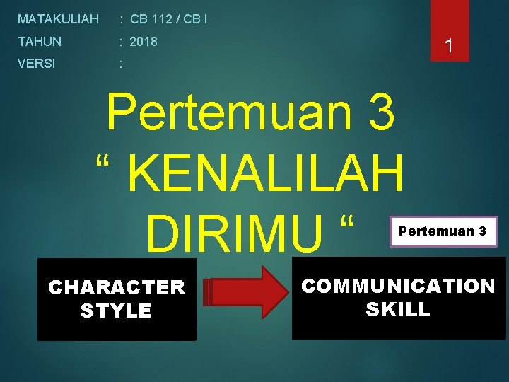 MATAKULIAH : CB 112 / CB I TAHUN : 2018 VERSI : 1 Pertemuan