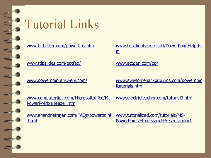 Tutorial Links 