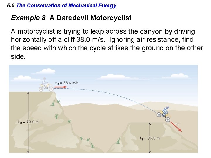 6. 5 The Conservation of Mechanical Energy Example 8 A Daredevil Motorcyclist A motorcyclist