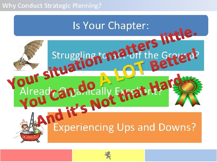 Why Conduct Strategic Planning? Is Your Chapter: . e l t t i l