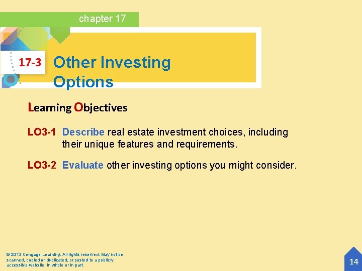 chapter 17 17 -3 Other Investing Options Learning Objectives LO 3 -1 Describe real