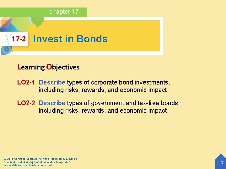 chapter 17 17 -2 Invest in Bonds Learning Objectives LO 2 -1 Describe types