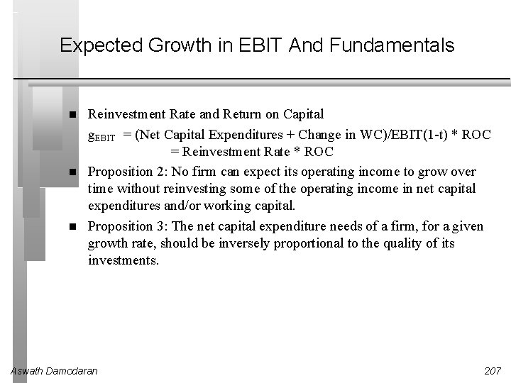 Expected Growth in EBIT And Fundamentals Reinvestment Rate and Return on Capital g. EBIT