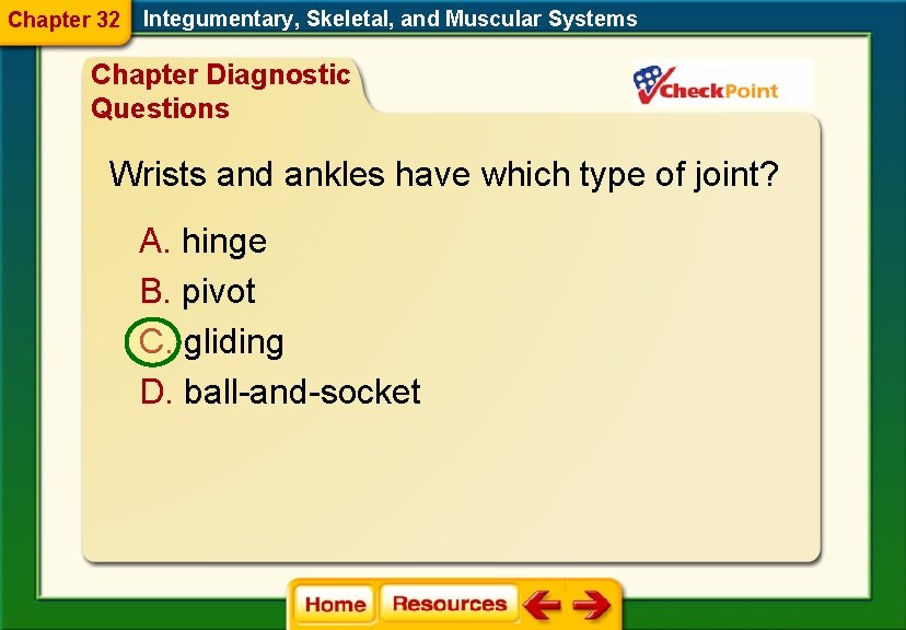 Chapter 32 Integumentary, Skeletal, and Muscular Systems Chapter Diagnostic Questions Wrists and ankles have