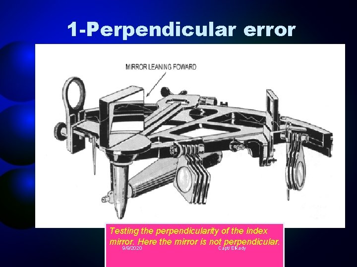 1 -Perpendicular error Testing the perpendicularity of the index mirror. Here the mirror is