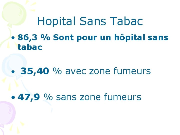 Hopital Sans Tabac • 86, 3 % Sont pour un hôpital sans tabac •