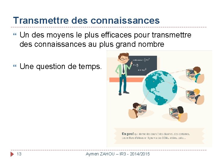 Transmettre des connaissances Un des moyens le plus efficaces pour transmettre des connaissances au