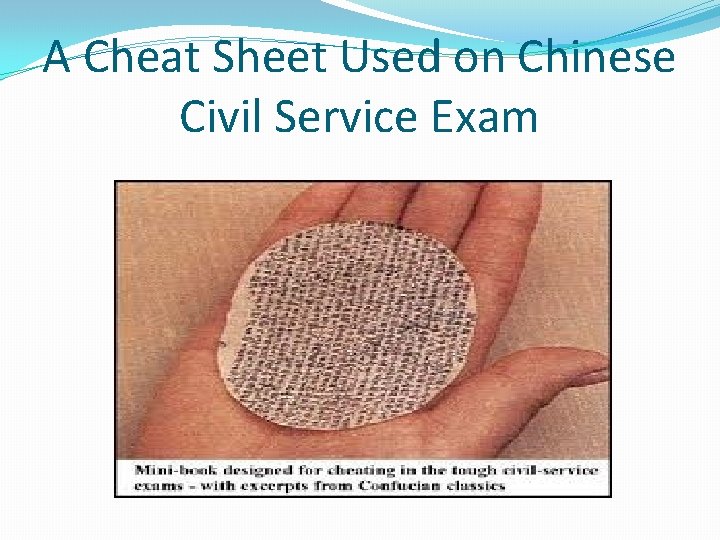 A Cheat Sheet Used on Chinese Civil Service Exam 