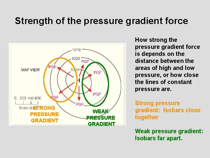 Strength of the pressure gradient force How strong the pressure gradient force is depends