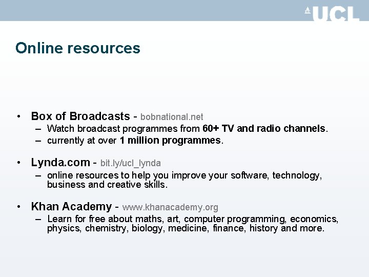 Online resources • Box of Broadcasts - bobnational. net – Watch broadcast programmes from