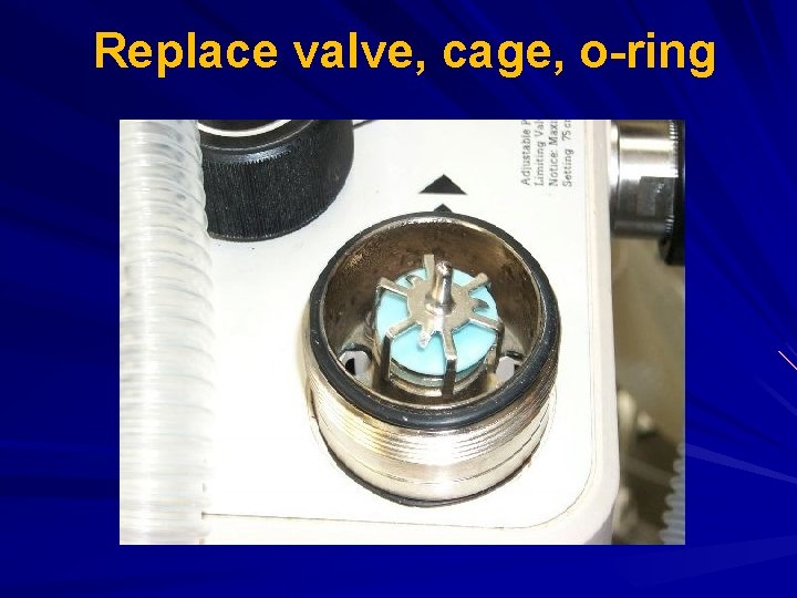 Replace valve, cage, o-ring 