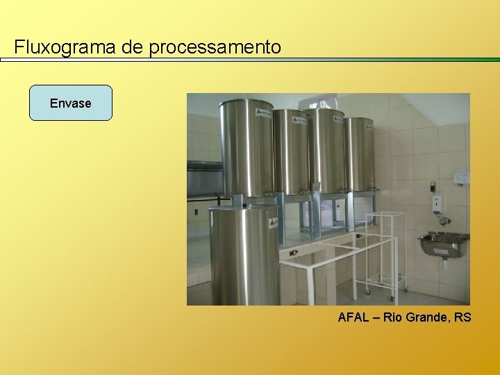 Fluxograma de processamento Envase AFAL – Rio Grande, RS 