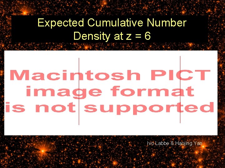 Expected Cumulative Number Density at z = 6 Ivo Labbe & Haojing Yan 