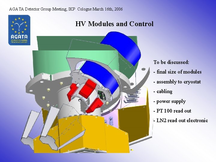 AGATA Detector Group Meeting, IKP Cologne March 16 th, 2006 HV Modules and Control