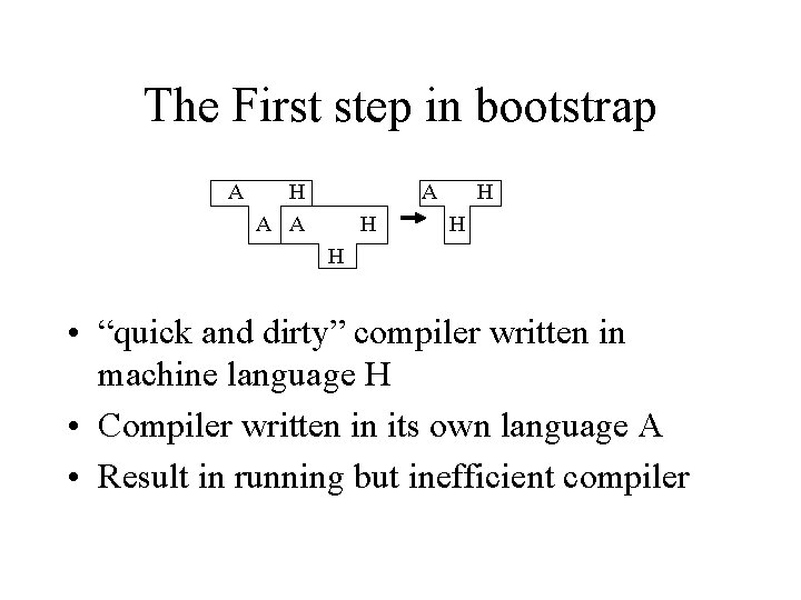 The First step in bootstrap A H A A A H H • “quick