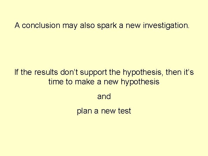 A conclusion may also spark a new investigation. If the results don’t support the