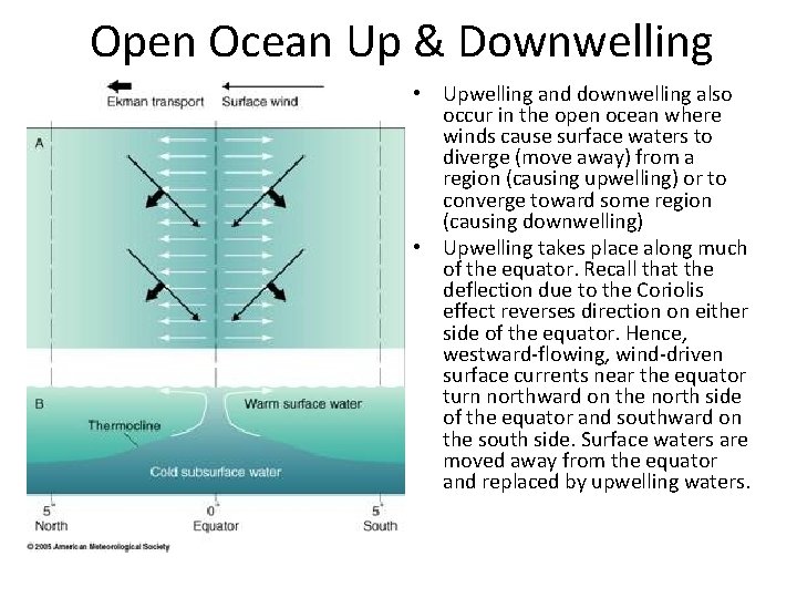 Open Ocean Up & Downwelling • Upwelling and downwelling also occur in the open