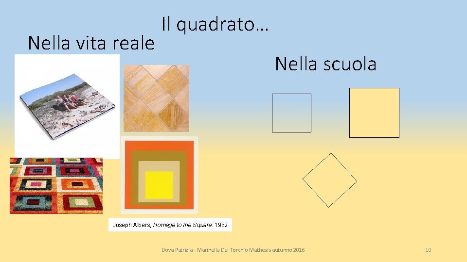 Nella vita reale Il quadrato… Nella scuola Joseph Albers, Homage to the Square: 1962