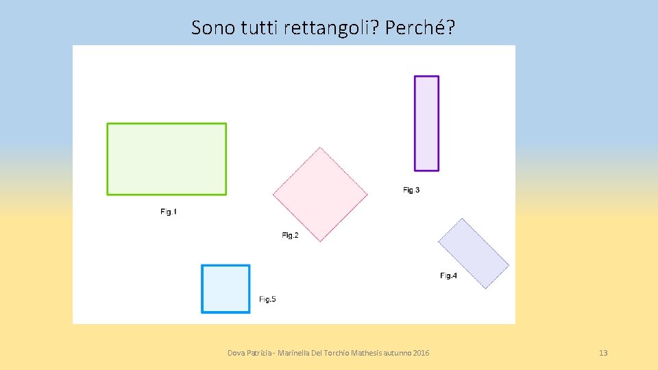 Sono tutti rettangoli? Perché? Dova Patrizia - Marinella Del Torchio Mathesis autunno 2016 13