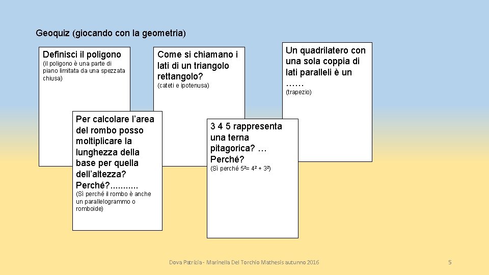 Geoquiz (giocando con la geometria) Definisci il poligono (il poligono è una parte di