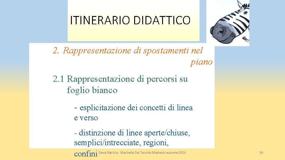 ITINERARIO DIDATTICO 2. Rappresentazione di spostamenti nel piano 2. 1 Rappresentazione di percorsi su