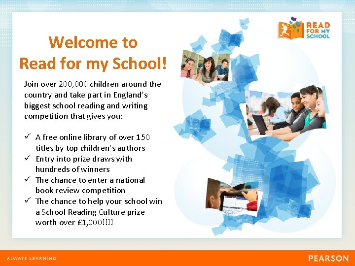 Welcome to Read for my School! Join over 200, 000 children around the country