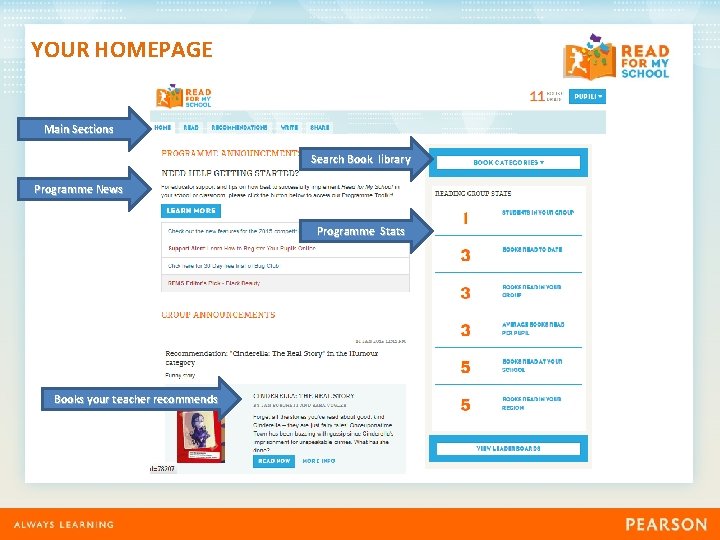 YOUR HOMEPAGE Main Sections Search Book library Programme News Programme Stats Books your teacher