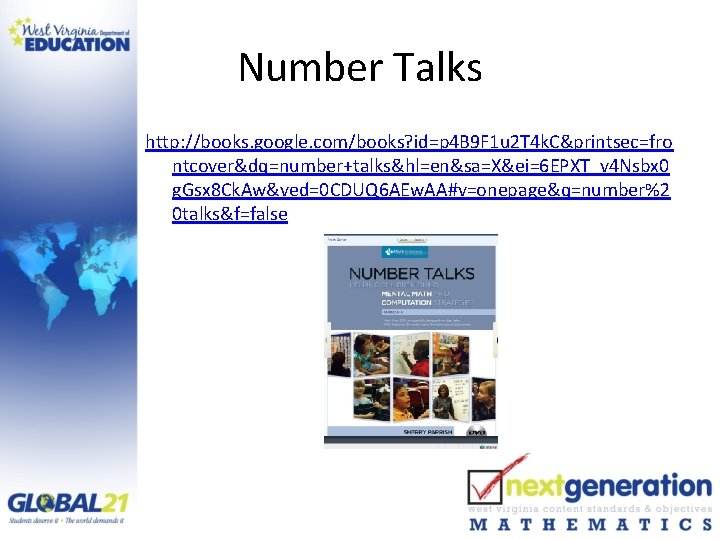 Number Talks http: //books. google. com/books? id=p 4 B 9 F 1 u 2