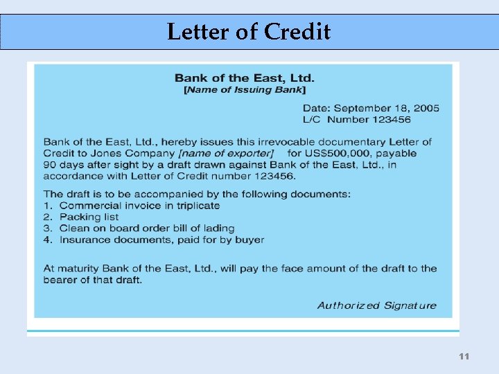 Letter of Credit 11 