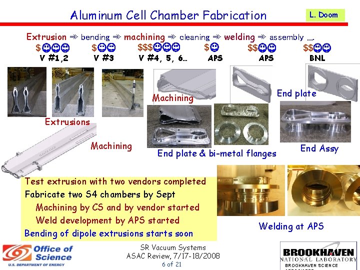 Aluminum Cell Chamber Fabrication L. Doom Extrusion ➾ bending ➾ machining ➾ cleaning ➾