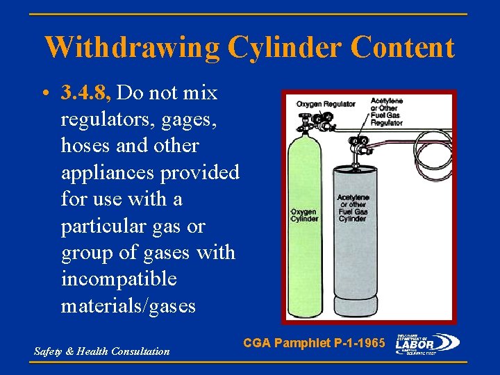 Withdrawing Cylinder Content • 3. 4. 8, Do not mix regulators, gages, hoses and