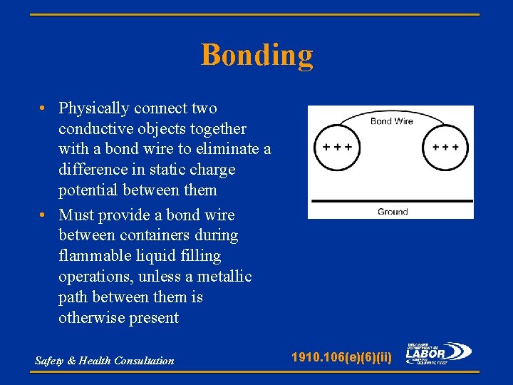 Bonding • Physically connect two conductive objects together with a bond wire to eliminate