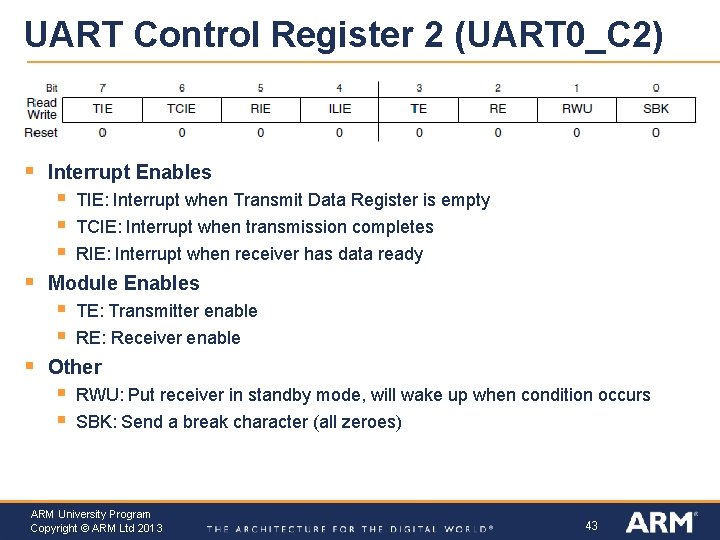 UART Control Register 2 (UART 0_C 2) § Interrupt Enables § § RIE: Interrupt