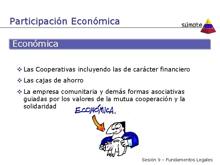 Participación Económica Las Cooperativas incluyendo las de carácter financiero Las cajas de ahorro La