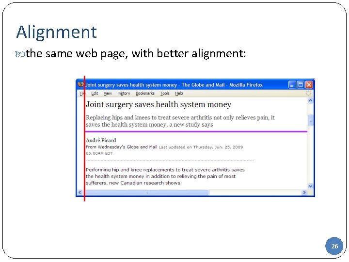 Alignment the same web page, with better alignment: 26 