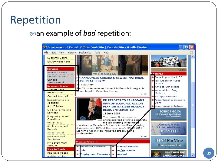 Repetition an example of bad repetition: 39 