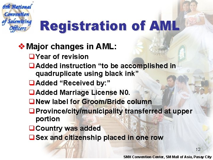 Registration of AML v Major changes in AML: q. Year of revision q. Added