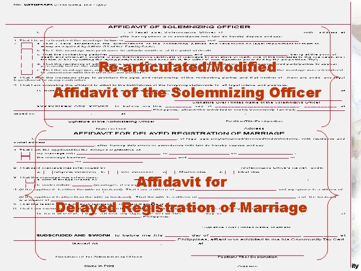 Re-articulated/Modified Affidavit of the Solemnizing Officer Affidavit for Delayed Registration of Marriage 28 SMX