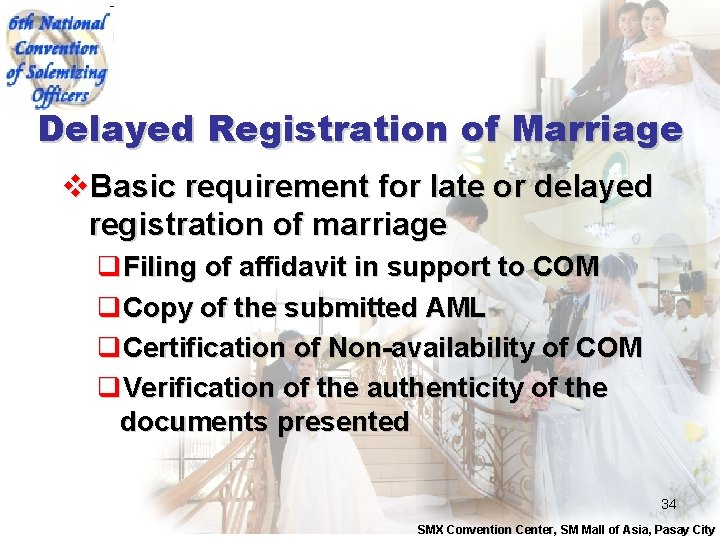 Delayed Registration of Marriage v. Basic requirement for late or delayed registration of marriage