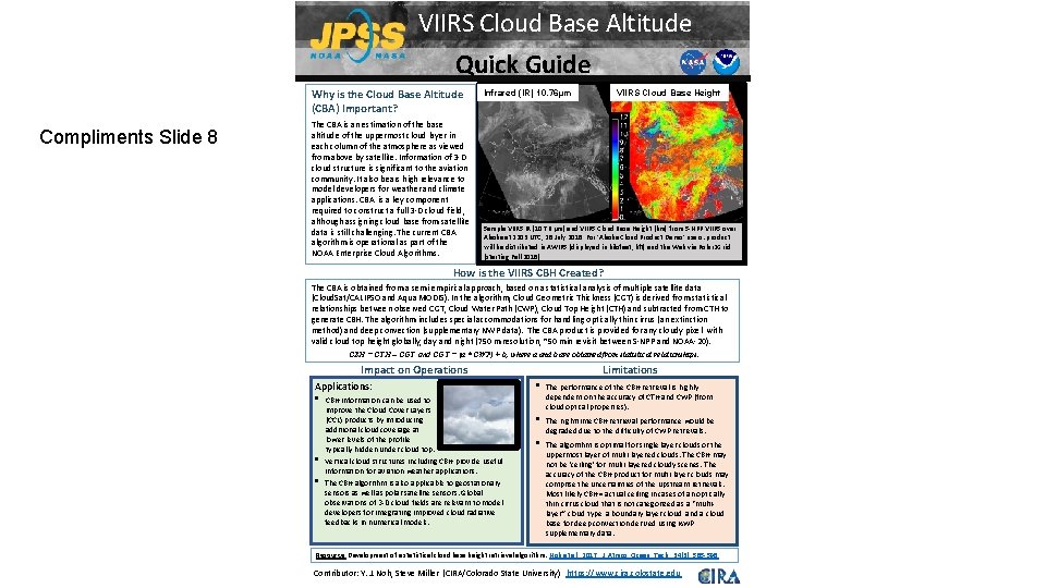 VIIRS Cloud Base Altitude Quick Guide Why is the Cloud Base Altitude (CBA)