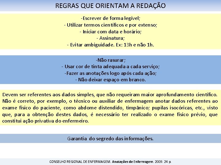 REGRAS QUE ORIENTAM A REDAÇÃO -Escrever de forma legível; - Utilizar termos científicos e